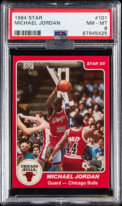 1984-85 Star #101 Michael Jordan Rookie Card - PSA NM-MT 8, MBA Silver Diamond Certified, the lot sold at Goldin