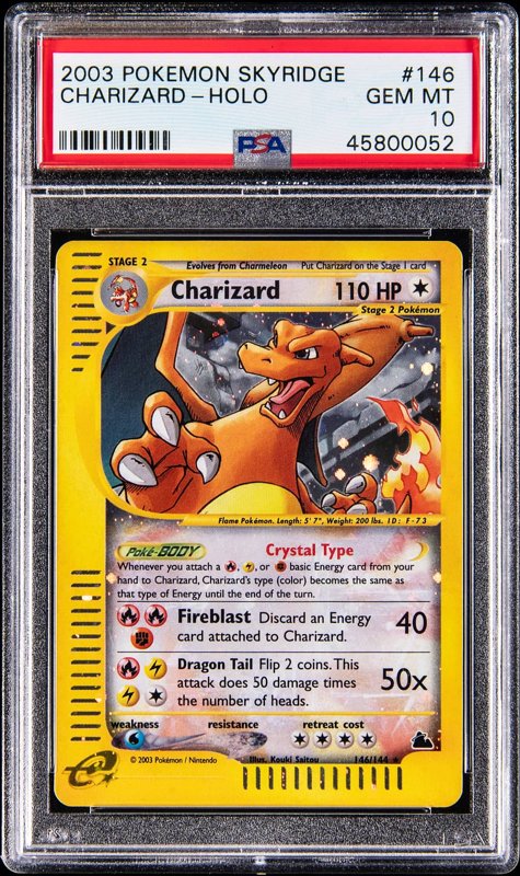 2003 Pokemon Skyridge Holo #146 Crystal Charizard - PSA GEM MT 10, the lot sold at Goldin