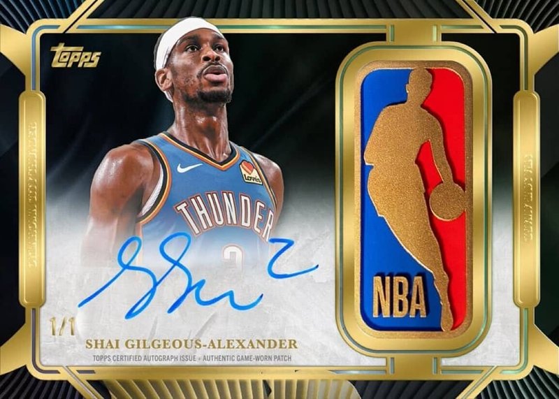 2025-26 Topps Chrome Gold Logoman Autographed Relics #GLM-1 Shai Gilgeous-Alexander Signed Gold Logoman Game-Used Patch Card (#1/1) Unused Redemption Card, the lot sold at Goldin