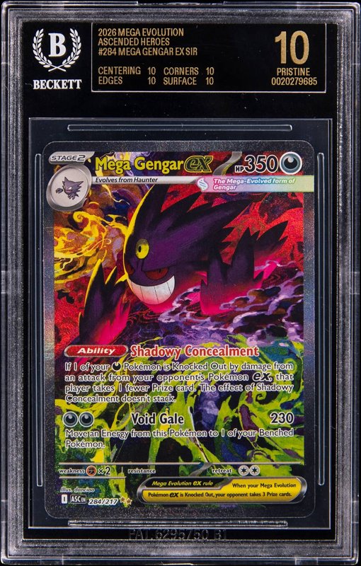 2026 Pokemon Mega Evolution Ascended Heroes SIR #284 Mega Gengar ex - BGS PRISTINE/Black Label 10, the lot sold at Goldin