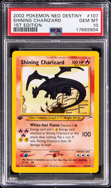 2002 Pokemon Neo Destiny 1st Edition #107 Shining Charizard - PSA GEM MT 10, the lot sold at Goldin