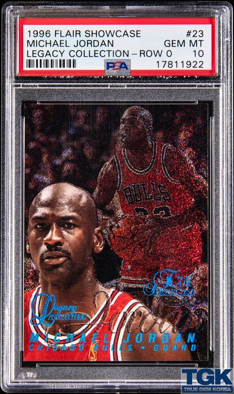1996-97 Flair Showcase Legacy Collection Row 0 #23 Michael Jordan (#046/150) - PSA GEM MT 10, the lot sold at Goldin