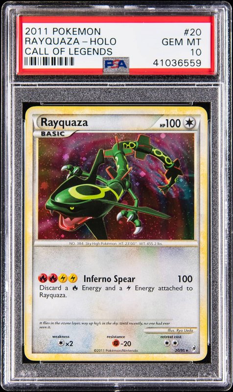 2011 Pokemon Call of Legends Holo #20 Rayquaza - PSA GEM MT 10, the lot sold at Goldin