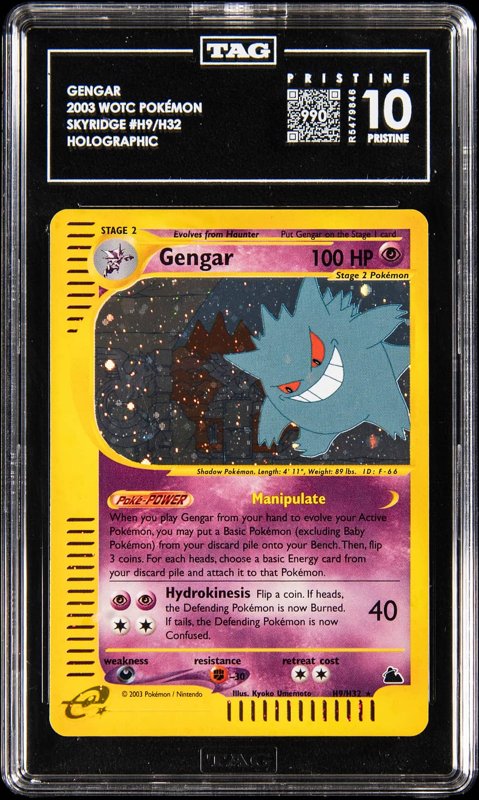 2003 Pokemon Skyridge Holo #H9 Gengar - TAG PRISTINE 10, the lot sold at Goldin